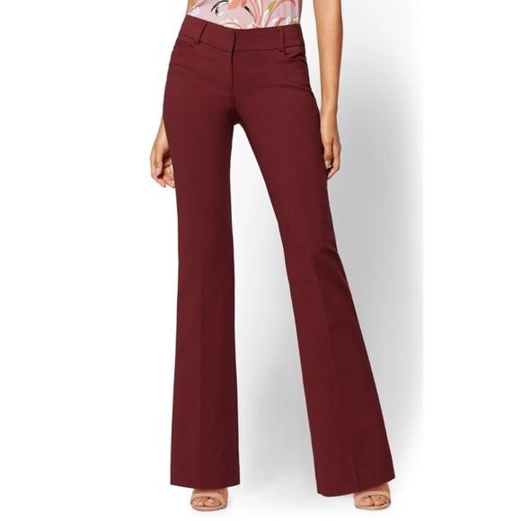 New York & Company Stretch Pants Size 16 Petite Maroon Straight Leg - Picture 1 of 6